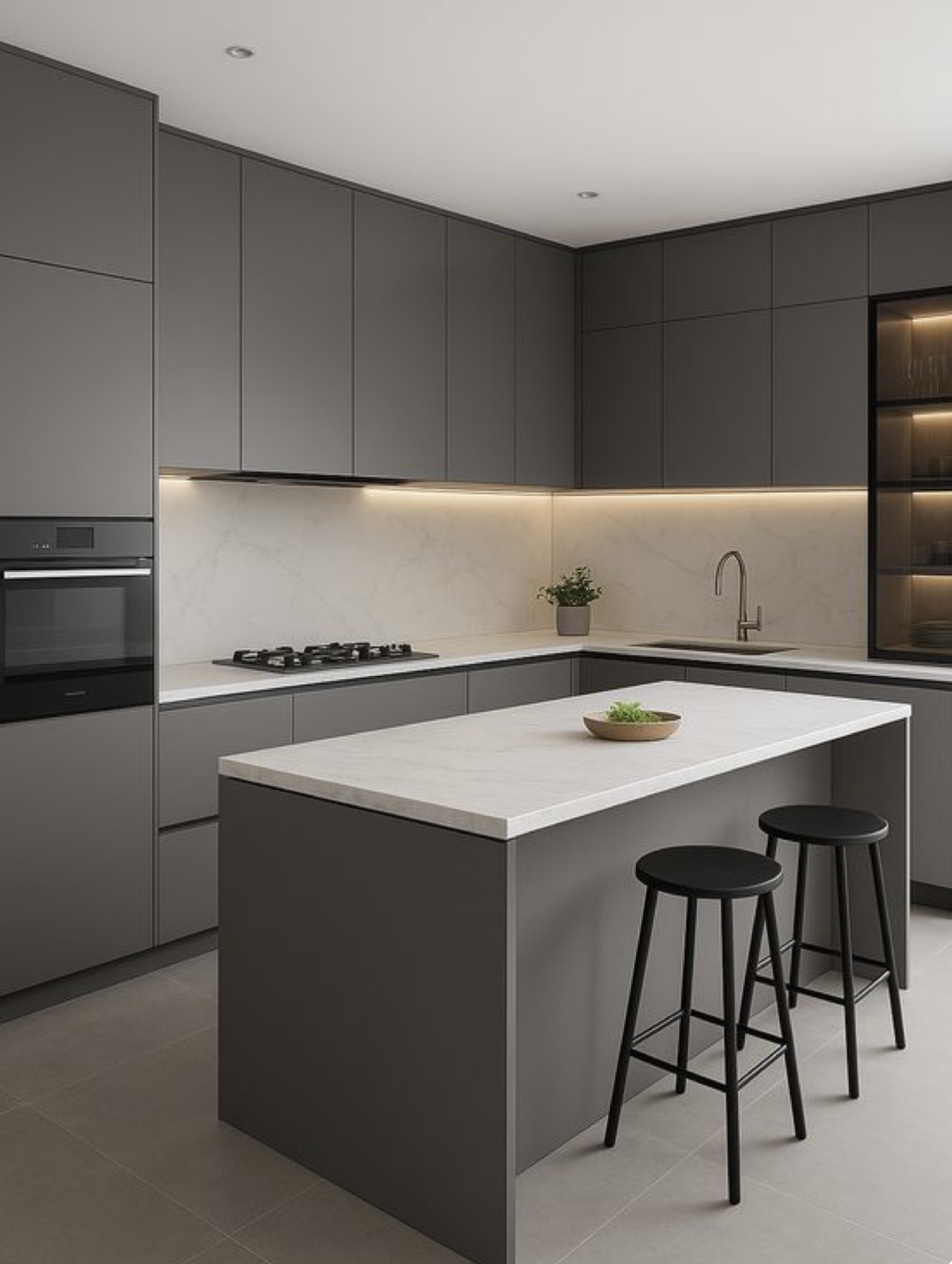 کابینت مدرن طوسی با جزیره